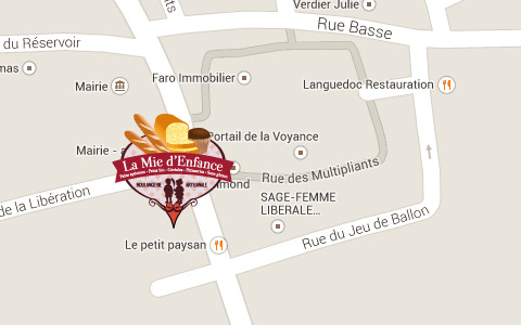 La Mie d'enfance - Plan d'accès à la boulangerie artisanale, Baillargues